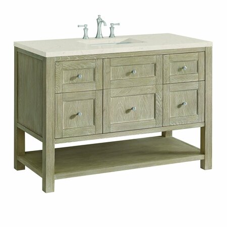 James Martin Vanities 48'' Single Vanity, Whitewashed Oak w/ 3 CM Eternal Marfil Quartz Top 330-V48-WWO-3EMR